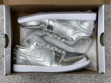Authentic Air Jordan 1 Low Metallic Silver/Photon Dust
