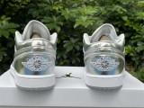 Authentic Air Jordan 1 Low Metallic Silver/Photon Dust