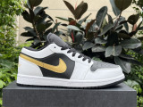 Authentic Air Jordan 1 Low White/Metallic Gold-Black