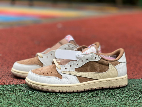 Authentic Travis Scott x Air Jordan 1 Low OG SP White/Khaki