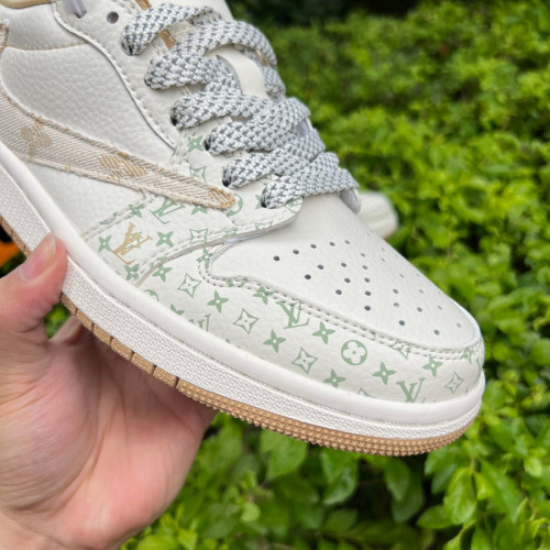 Authentic Travis Scott x Air Jordan 1 Low x Louis Vuitton White/Beige