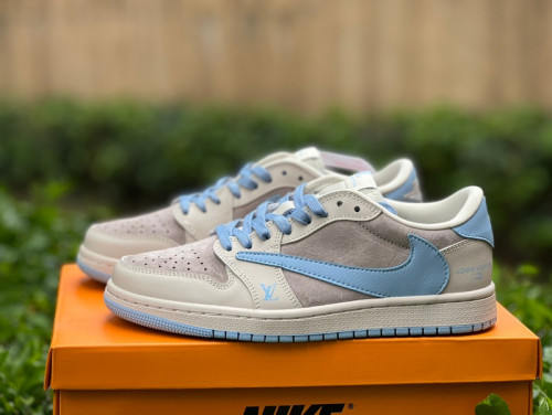 Authentic Travis Scott x Air Jordan 1 Low OG Grey/Blue