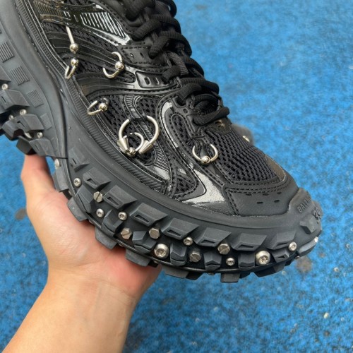 Authentic Balenciaga Defender Rubber Platform Sneakers Black/Silver
