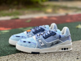 Authentic LV Trainer Sneaker Wash Blue