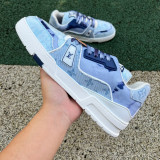 Authentic LV Trainer Sneaker Wash Blue