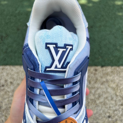 Authentic LV Trainer Sneaker Wash Blue