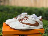 Authentic LV X Travis Scott x Air Jordan 1 Low White/Brown