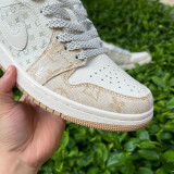 Authentic LV x Air Jordan 1 Low White/Brown