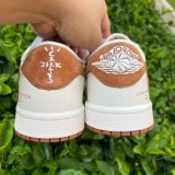 Authentic LV X Travis Scott x Air Jordan 1 Low White/Brown