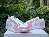 Authentic Air Jordan 1 LOW “White/Pink Foam/Glacier Blue”