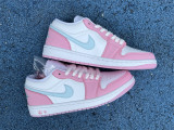 Authentic Air Jordan 1 LOW “White/Pink Foam/Glacier Blue”
