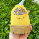 Authentic Tracis Scott x Air Jordan 1 Low Golf TS Yellow/Brown
