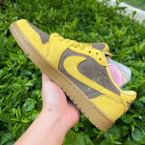 Authentic Tracis Scott x Air Jordan 1 Low Golf TS Yellow/Brown
