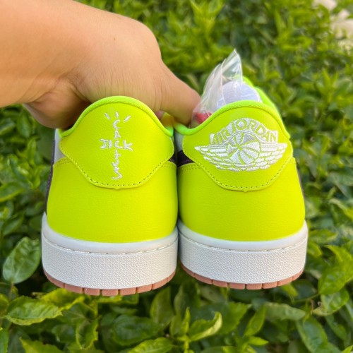 Authentic Tracis Scott x Air Jordan 1 Low Golf TS Yellow/Green/Purple