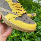 Authentic Tracis Scott x Air Jordan 1 Low Golf TS Yellow/Brown
