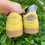 Authentic Tracis Scott x Air Jordan 1 Low Golf TS Yellow/Brown
