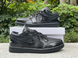 Authentic Air Jordan 1 LOW “Black Croc”