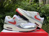 Authentic Nike Air Max 1 White/Silver/Red