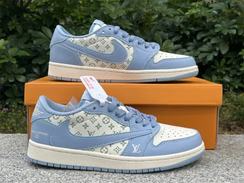 Authentic Air Jordan 1 Low x Louis Vuitton White/Blue