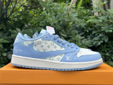 Authentic Air Jordan 1 Low x Louis Vuitton White/Blue