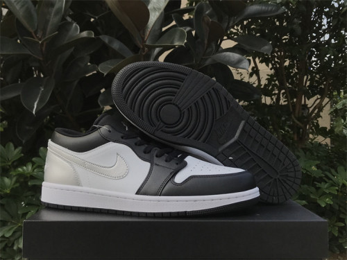 Authentic Air Jordan 1 Low Black Silver