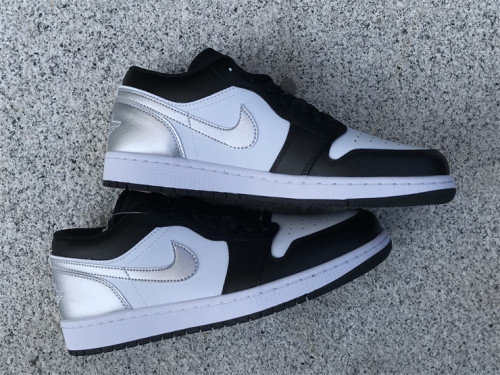 Authentic Air Jordan 1 Low Black Silver