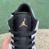 Authentic Air Jordan 1 Low White/Metallic Gold/Black