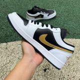Authentic Air Jordan 1 Low White/Metallic Gold/Black