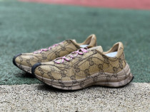 Authentic Gucci RUN Shoes Brown Pink