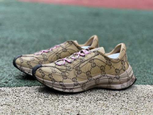 Authentic Gucci RUN Shoes Brown Pink