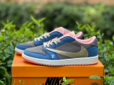 Authentic Travis Scott x Air Jordan 1 Low Wukong Blue/Pink