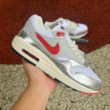 Authentic Nike Air Max 1 PRM White/Chile Red