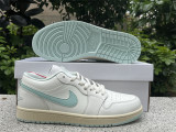 Authentic Air jordan 1 Low Sail lgloo White/Green