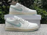 Authentic Air jordan 1 Low Sail lgloo White/Green