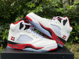 Authentic Air Jordan 5 Fire Red “Black Tongue” 2025
