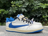 Authentic Travis Scott x fragment design x Air Jordan 1 Low OG Blue/White