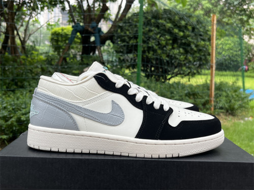 Authentic Air jordan 1 Low White/Black/Grey