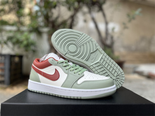 Authentic Air Jordan 1 Low Green/Red
