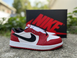 Authentic Air Jordan 1 RETRO LOW OG “Black Muslin Varsity Red”