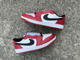 Authentic Air Jordan 1 RETRO LOW OG “Black Muslin Varsity Red”