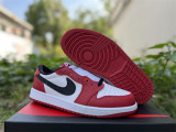 Authentic Air Jordan 1 RETRO LOW OG “Black Muslin Varsity Red”