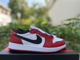 Authentic Air Jordan 1 RETRO LOW OG “Black Muslin Varsity Red”