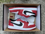 Authentic Air Jordan 1 RETRO LOW OG “Black Muslin Varsity Red”