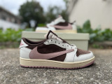 Authentic Travis Scott x Air Jordan 1 Low Brown/Pink
