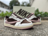 Authentic Travis Scott x Air Jordan 1 Low Brown/Pink
