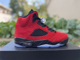 Authentic Air Jordan 5 Retro Blue Suede Red