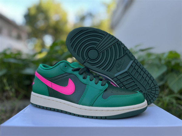 Authentic Air Jordan 1 Low Malachite/Fir-Pink Blast-Coconut Milk