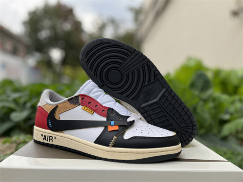 Authentic Travis Scott x OFF-WHITE x Air Jordan 1 Black/White/Red