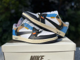 Authentic Travis Scott x OFF-WHITE x Air Jordan 1 Black/White/Blue