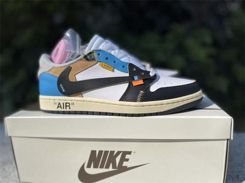 Authentic Travis Scott x OFF-WHITE x Air Jordan 1 Black/White/Blue